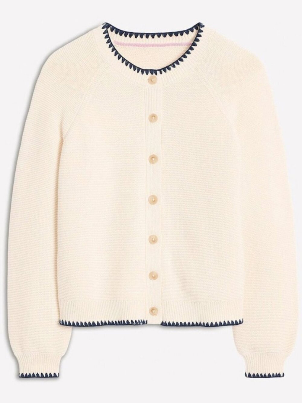 Boden Cream Cardigan with Black Trim - Picture 2 of 8